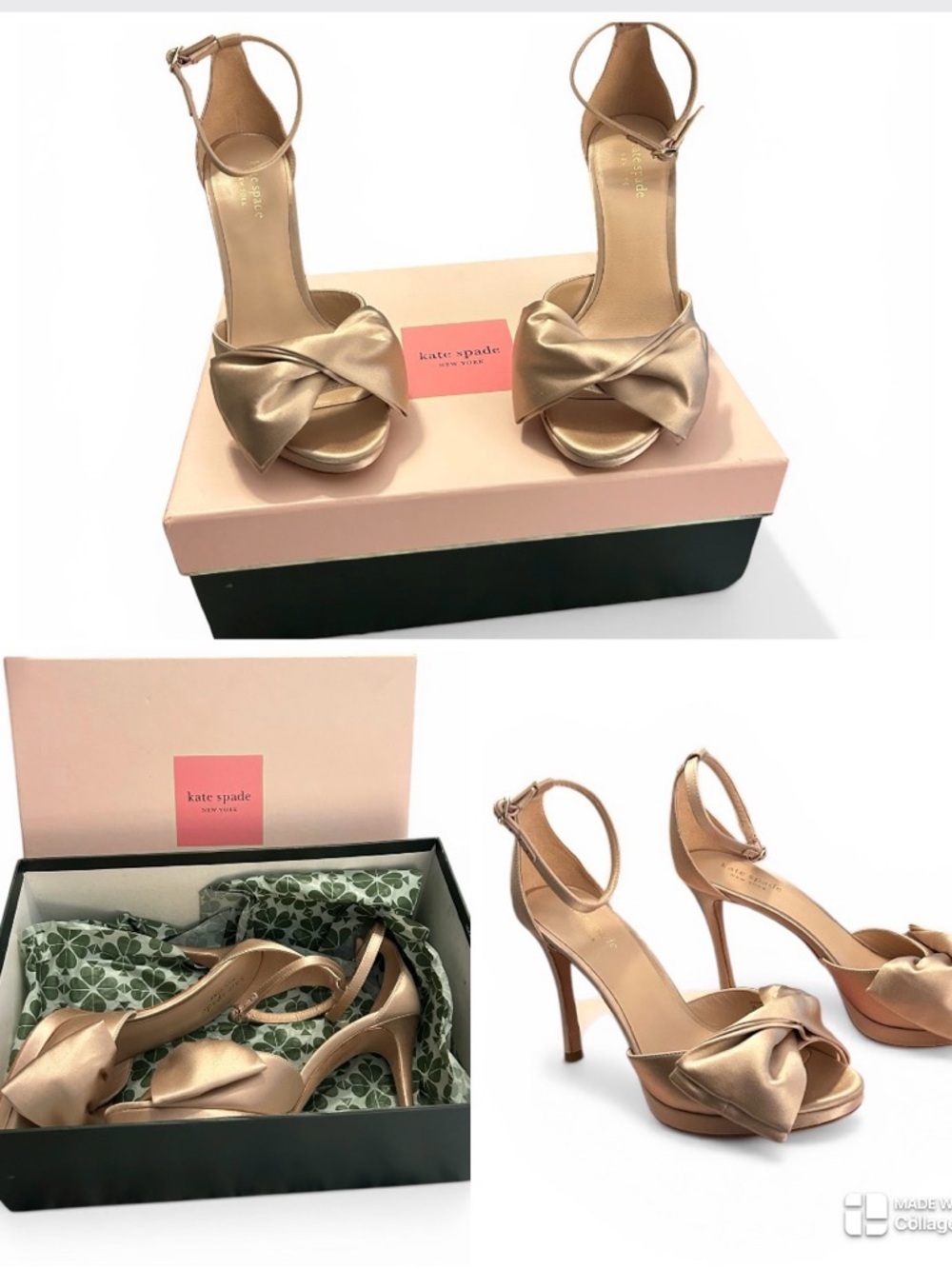Kate Spade Satin blush bow heels